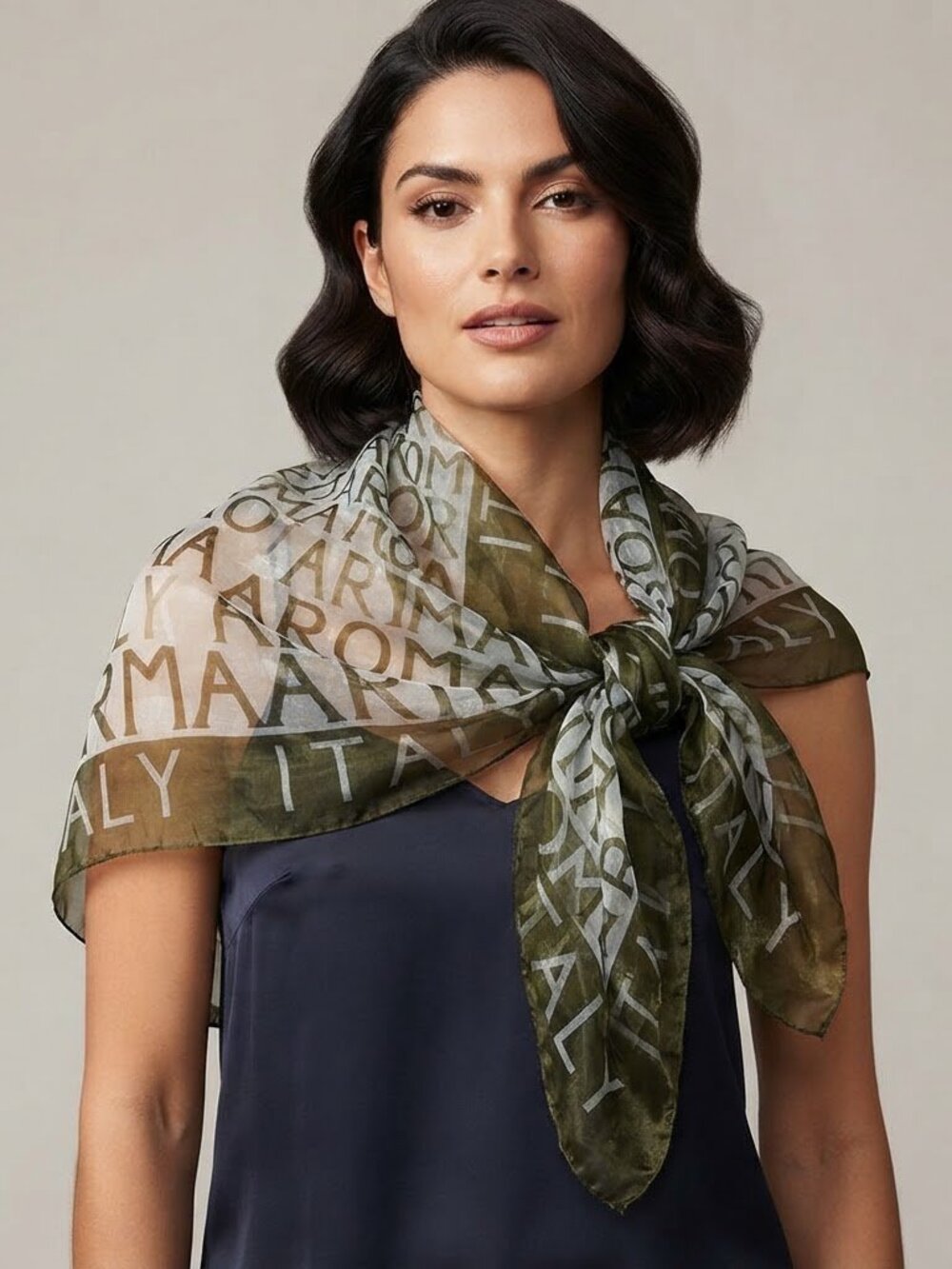 Roma Italy Scarf Green /White Sheer Excellentโ